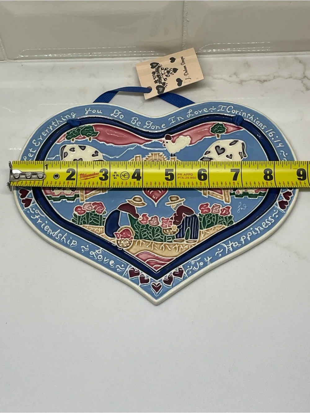 J. Duban Designs Handmade Ceramic Heart Hanging Plaque 9